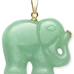 Mia's Pet Supply 14K Yellow Gold Genuine Green Jade Elephant Necklace