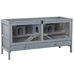 Mia's Pet Supply Rabbit Houses & Accessories PawHut Wooden Hamster Cage Rodent Mouse