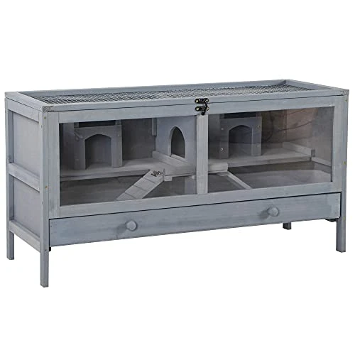 Mia's Pet Supply Wooden Rabbit House & Hamster Cage - Best Price for Small Pets 1 Mia's Pet Supply Rabbit Houses & Accessories PawHut Wooden Hamster Cage Rodent Mouse