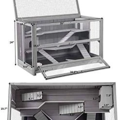 Mia's Pet Supply Aivituvin Rabbit Hutch, Wooden Bunny Cages Indoor Rabbit Houses & Accessories