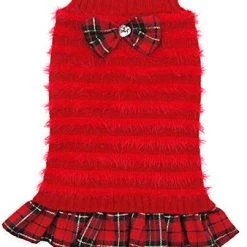 Mia's Pet Supply Apparel Turtleneck Dogs Sweaters Dress With Bowtie Knitwear Pullover