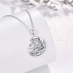 Mia's Pet Supply TRISHULA Wolf Pendant Necklace Jewelry, Sterling Silver I Never Give Up Necklace