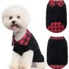 Mia's Pet Supply Apparel Plaid Patchwork Pet Doggy Knitted Sweaters Comfortable Coats For Cold Weather