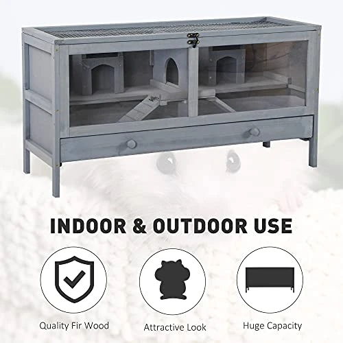 Mia's Pet Supply Wooden Rabbit House & Hamster Cage - Best Price for Small Pets 3 Mia's Pet Supply Rabbit Houses & Accessories PawHut Wooden Hamster Cage Rodent Mouse