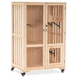 Mia's Pet Supply MCombo Wooden Cat House With Scratching Board, Luxury Cat Villa Rabbit Houses & Accessories