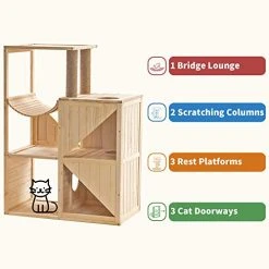 Mia's Pet Supply Mcombo Cat House With Scratcher, Wood Cat Condo Furniture