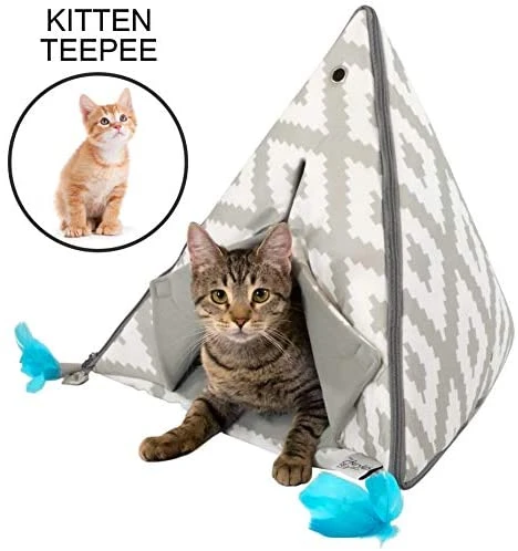 Mia's Pet Supply Kitty City Small Teepee & Feather Toy - Interactive Cat Toys for Indoor Cats 1 Mia's Pet Supply Kitty City Small Teepee And Feather Toy, Cat Toys
