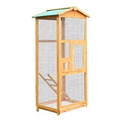 Mia's Pet Supply Aviary & Perches PawHut 65" Large Wooden Vertical Outdoor Aviary Flight House Bird Cage With 2 Doors
