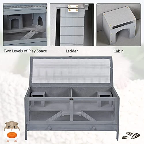 Mia's Pet Supply Wooden Rabbit House & Hamster Cage - Best Price for Small Pets 5 Mia's Pet Supply Rabbit Houses & Accessories PawHut Wooden Hamster Cage Rodent Mouse