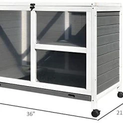 Mia's Pet Supply PawHut Solid Wood Rabbit Hutch/Home Pet House