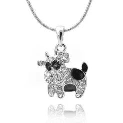 Mia's Pet Supply ChelseachicNYC Crystal Black Spot Cow Necklace Mia's Fashion Jewelry