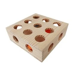 Mia's Pet Supply Cat Toys Interactive Cat Toy Puzzle Box Wooden Treat Maze Scratcher Peek Play Toy Box