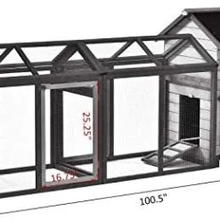 Mia's Pet Supply PawHut Large 100" Solid Wood Deluxe Outdoor Chicken Coop - Durable & Spacious Chicken Cage 15 Mia's Pet Supply PawHut Large 100