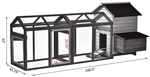 Mia's Pet Supply PawHut Large 100" Solid Wood Deluxe Outdoor Chicken Coop - Durable & Spacious Chicken Cage 7 Mia's Pet Supply PawHut Large 100" Solid Wood Deluxe Outdoor Chicken Coop Chicken Coop Cages