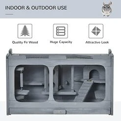 Mia's Pet Supply PawHut Wooden Hamster Cage - Durable Small Animal Hutch with Seesaw for Rabbits, Guinea Pigs & Rodents 11 Mia's Pet Supply PawHut Wooden Hamster Cage Rodent Small Animal Hutch With Seesaw, L
