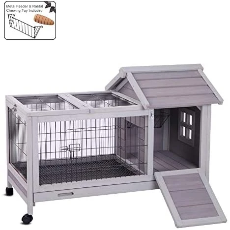Mia's Pet Supply Aivituvin Rabbit Hutch - Indoor & Outdoor Rabbit House on Wheels | Affordable & Durable 1 Mia's Pet Supply Aivituvin Rabbit Hutch Outdoor And Indoor On Wheels Rabbit Houses & Accessories