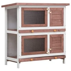 Mia's Pet Supply VidaXL Outdoor Rabbit Hutch 4 Doors Weather Resistant Rabbit Houses & Accessories