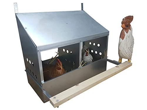 Heavy Duty 23ga Galvanized Chicken Coop Cages - 2 Hole Nesting Box for Laying Hens by Mia's Pet Supply 1 Mia's Pet Supply Chicken Coop Cages 2 Hole Heavy Duty 23ga Galvanized Chicken Nesting Laying Roost Box