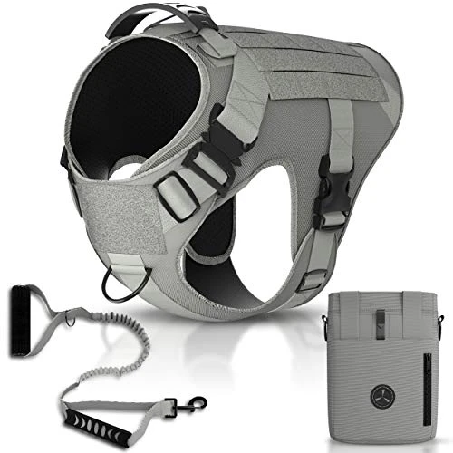 Mia's Pet Supply Tactical Dog Harness Bundle - No Pull Front Clip, MOLLE Vest, Leash & Bag - Peanut Brown (M) 17 Mia's Pet Supply Tactical Dog Harness Bundle Includes Tactical Leash & Tactical Bag. Working Dog MOLLE Vest With Handle, No Pulling Front Leash Clip, Hook & Dog Patch. (M (Neck:16"-22" ; Chest:25"-31"), Peanut Brown) Leashes And Harness