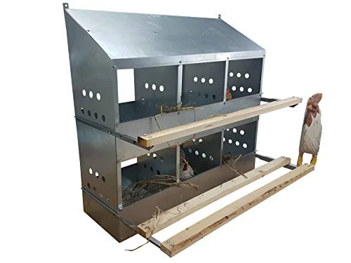 Mia's Pet Supply 6-Hole Heavy Duty Galvanized Chicken Nesting Box for Laying Roost | Durable & Easy to Clean 1 Mia's Pet Supply 6 HOLE HEAVY DUTY 23ga GALVANIZED CHICKEN NESTING LAYING ROOST BOX