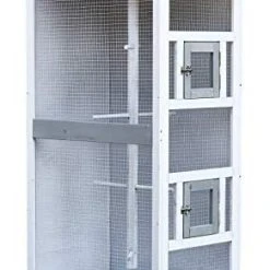Mia's Pet Supply Aviary & Perches PawHut Wooden Outdoor Bird Cage, Featuring A Large Play House