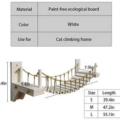Mia's Pet Supply MOCOHANA Wooden Wall-Mounted Cat Bridge With 2 Fixed Brackets Cat Perch Mod