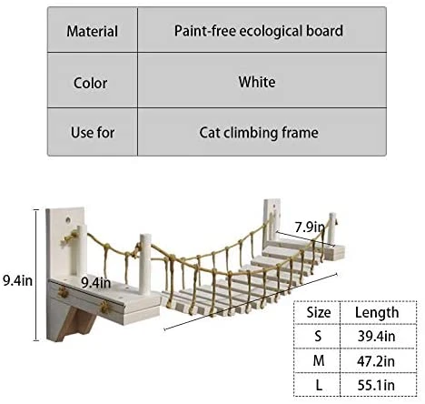 MOCOHANA Wooden Wall-Mounted Cat Bridge with 2 Fixed Brackets - Durable Cat Perch for Climbing & Play 2 Mia's Pet Supply MOCOHANA Wooden Wall-Mounted Cat Bridge With 2 Fixed Brackets Cat Perch Mod