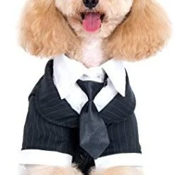 Mia's Pet Supply Oscar Formal Tuxedo With Black Tie And Red Bow Tie Apparel