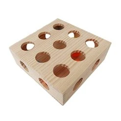Mia's Pet Supply Cat Toys Interactive Cat Toy Puzzle Box Wooden Treat Maze Scratcher Peek Play Toy Box