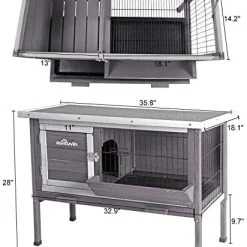 Mia's Pet Supply Aivituvin Rabbit Hutch, Wooden Bunny Cages Indoor