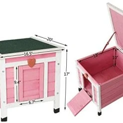 Mia's Pet Supply ROCKEVER Feral Cat House Outdoor Insulated, Wooden Cat Shelter