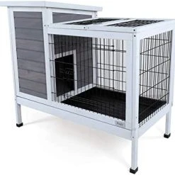 Mia's Pet Supply Petsfit Wood Rabbit Cage With Deeper Not Leakage Removable Tray Rabbit Houses & Accessories