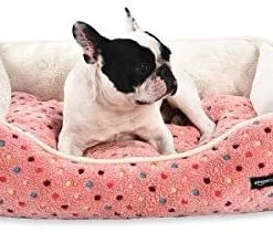 Mia's Pet Supply Cuddler Pet Bed, Pink Polka Dots Bedding