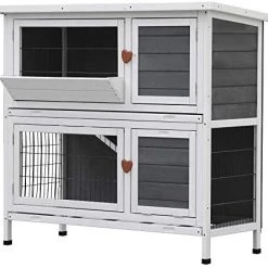 Mia's Pet Supply Lovupet 43inch 2-Story Elevated Stacked Outdoor Wooden Rabbit Hutch