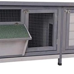 Mia's Pet Supply PawHut Wooden Outdoor Bunny Rabbit Hutch