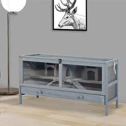 Mia's Pet Supply Rabbit Houses & Accessories PawHut Wooden Hamster Cage Rodent Mouse