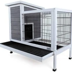 Mia's Pet Supply Petsfit Wood Rabbit Cage With Deeper Not Leakage Removable Tray Rabbit Houses & Accessories