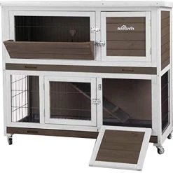Mia's Pet Supply Aivituvin Rabbit Hutch Indoor 47" Outdoor Bunny Cage On Casters