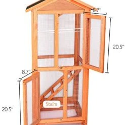 Mia's Pet Supply Vilobos Large Wooden Aviary Standing Vertical Play House Aviary & Perches