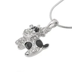 Mia's Pet Supply ChelseachicNYC Crystal Black Spot Cow Necklace Mia's Fashion Jewelry