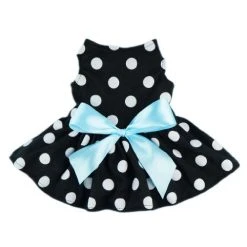 Mia's Pet Supply Fitwarm Cute Polka Dot Ribbon Dog Dress Dog Clothes Cozy Dog Shirt Pet Dress, Small Apparel