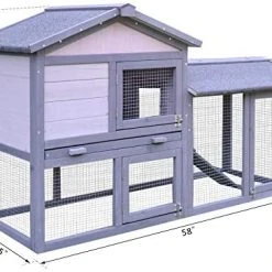 Mia's Pet Supply PawHut Large Outdoor Raised Painted Deluxe Wood Rabbit Hutch