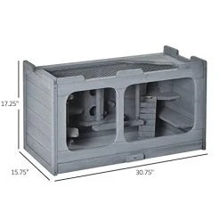 Mia's Pet Supply PawHut Wooden Hamster Cage - Durable Small Animal Hutch with Seesaw for Rabbits, Guinea Pigs & Rodents 15 Mia's Pet Supply PawHut Wooden Hamster Cage Rodent Small Animal Hutch With Seesaw, L