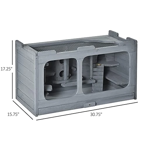 Mia's Pet Supply PawHut Wooden Hamster Cage - Durable Small Animal Hutch with Seesaw for Rabbits, Guinea Pigs & Rodents 7 Mia's Pet Supply PawHut Wooden Hamster Cage Rodent Small Animal Hutch With Seesaw, L