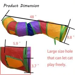 Mia's Pet Supply CATTUNNEL-5R New DeeNiner Colorful Cat Tunnel Cat Tunnel For Indoor Cats Large, With Play Ball S-Shape 5 Way Collapsible Interactive Peek Hole Pet Tube Toys