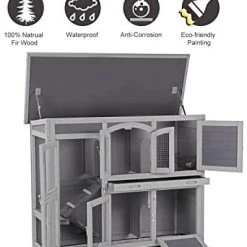Mia's Pet Supply Aivituvin 47" Two Story Rabbit Hutch Bunny Cage Rabbit Houses & Accessories