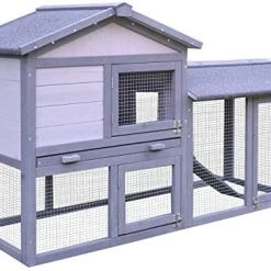 Mia's Pet Supply PawHut Large Outdoor Raised Painted Deluxe Wood Rabbit Hutch
