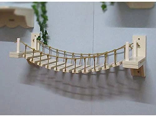 MOCOHANA Wooden Wall-Mounted Cat Bridge with 2 Fixed Brackets - Durable Cat Perch for Climbing & Play 6 Mia's Pet Supply MOCOHANA Wooden Wall-Mounted Cat Bridge With 2 Fixed Brackets Cat Perch Mod