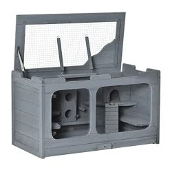 Mia's Pet Supply PawHut Wooden Hamster Cage - Durable Small Animal Hutch with Seesaw for Rabbits, Guinea Pigs & Rodents 16 Mia's Pet Supply PawHut Wooden Hamster Cage Rodent Small Animal Hutch With Seesaw, L