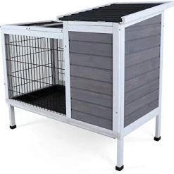 Mia's Pet Supply Petsfit Wood Rabbit Cage With Deeper Not Leakage Removable Tray Rabbit Houses & Accessories